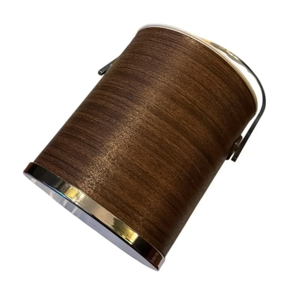 VTG Serv-Master‎ Ice Bucket Retro Woodgrain Silver Accent Barware Party MCM